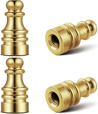 4 Pcs 1/4-27 Solid Brass Lamp Finials - 1 Inch Tall, Shade Fixing & Decoration K