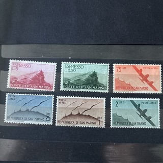 SAN MARINO Briefmarken Lot 1946 Luftpost Flugzeug ungebraucht mit Falzresten