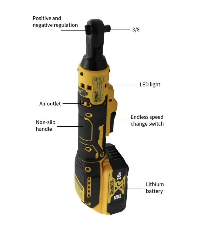 Clé à cliquet DEWALT DCF512 avec tête profil bas pour accès difficile