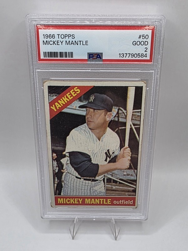 1966 Topps MICKEY MANTLE Baseball Card #50 PSA 2 NY Yankees HOF