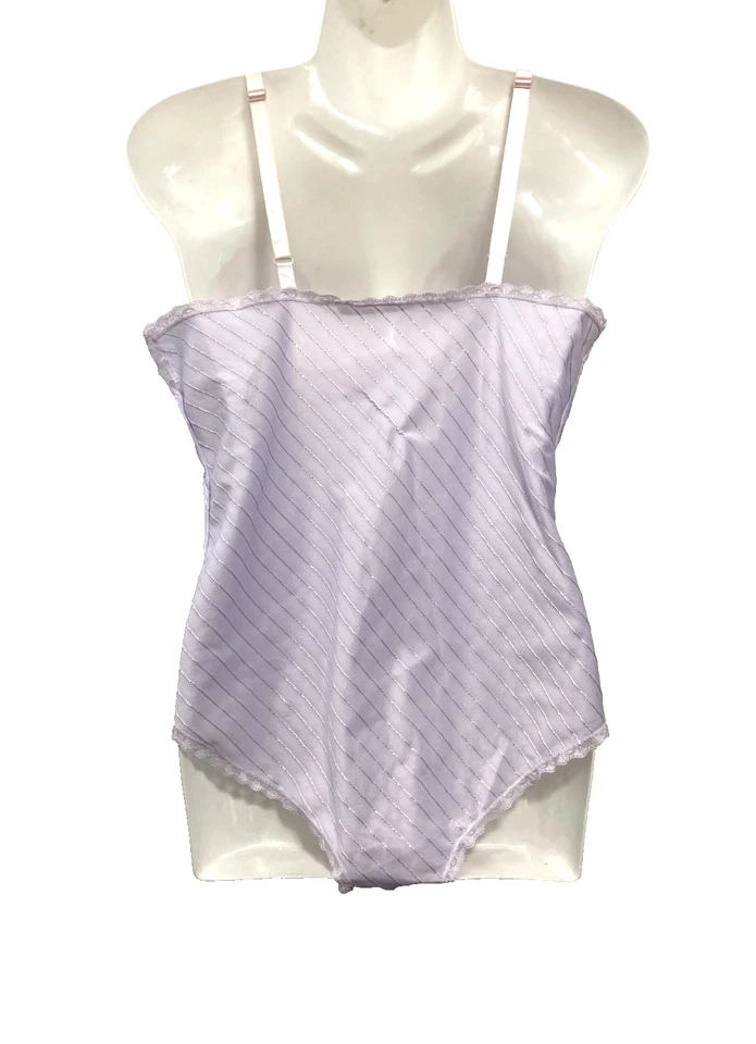 Vintage Women's Bodysuit Lace Ruffle Romantic Sheer Lingerie Y2K Fairy Lavender - Image 2 of 4