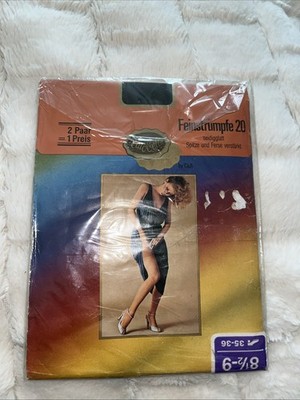 Vintage Thigh High Black Stockings 1980s German Shoe size 35-36 US 5.5 - 6