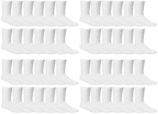 24 Pairs Yacht  Smith Kids Premium Cotton Crew Socks White Size 4-6 Boys