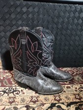 VINTAGE Justin Boots Men’s 9 EE Made in USA Blk Red Leather Western Cowboy Boots