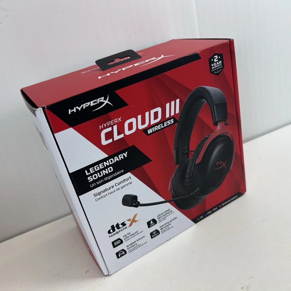 HyperX Cloud III Wireless – Gaming Headset for PC, PS5, PS4, DTS - Black/Red - Image 3 of 4