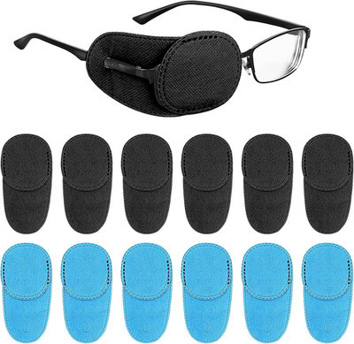12 PCS Eye Patches for Glasses, Reusable Non-Woven Fabric Eye Patch Glasses Cove