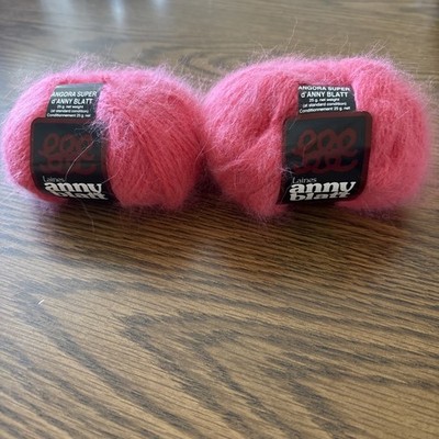 Laines Anny Blatt Angora Wool Yarn Lot of 2 Skeins Rose Color