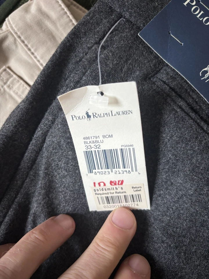 Vtg Deadstock NWT Polo Ralph Lauren Mens Wool Flannel Trouser Pants 33x32 - Image 3 of 4