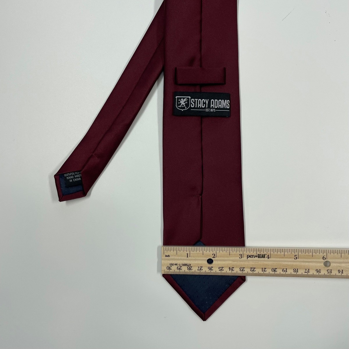 Stacy Adams Burgundy Solid Satin Finish Necktie Mens OSFA View 2