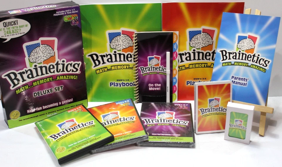 Brainetics Home School Education Deluxe Set Math Memory System Book DVDs 1-7 VGC