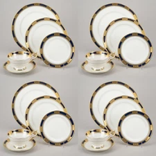 Set of 4x 5-Piece Place Settings, 2nd Quality, Empress Cobalt by Aynsley 001