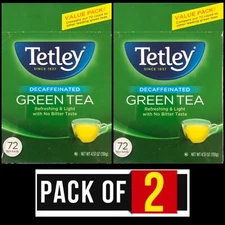 Tetley Green Tea Decaffeinated 2 BOX Total 144Tea Bag NW 130g EA NO Bitter Taste