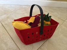 IKEA Latsas Kids Toy Food Shopping Basket Soft Fruit Vegetables Playtime Set