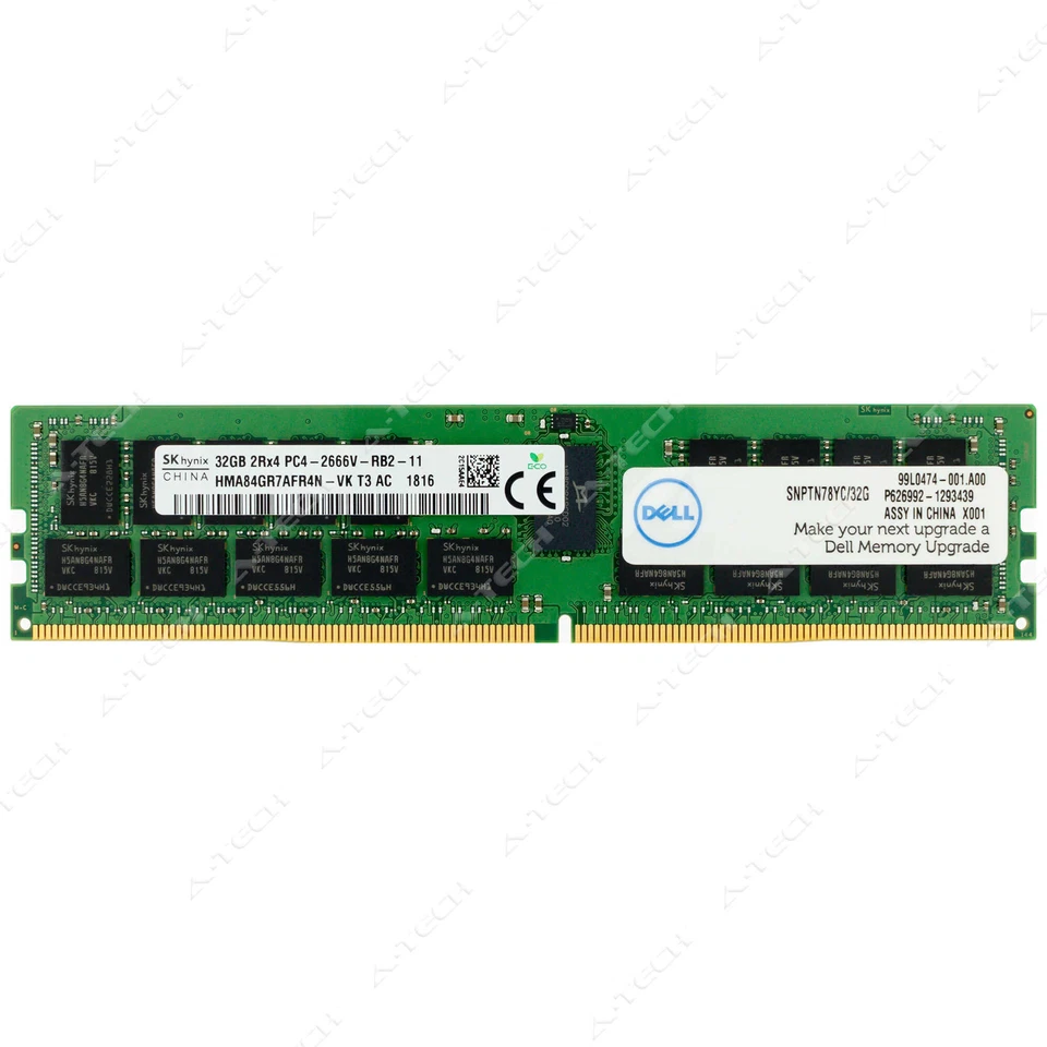 Dell 32GB DDR4-2666 RDIMM SNPTN78YC/32G A9781929 TN78Y 0TN78Y Server Memory RAM