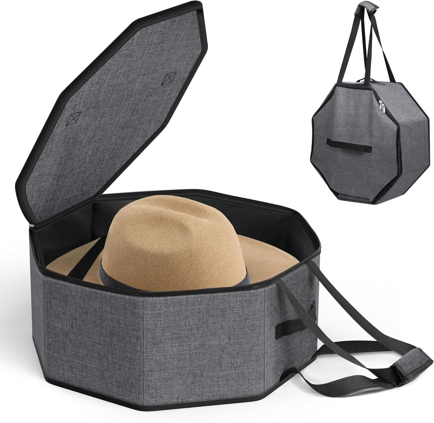 Travel Hat Box – Collapsible Cowboy Cap Organizer for Storage & Closet-image