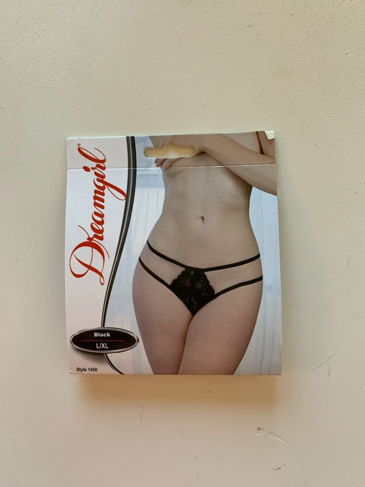 ¡NUEVO CON ETIQUETAS! Lote de 4 bragas Dreamgirl talla L/XL sexy elásticas de encaje y malla con espalda abierta Foto 2 de 4