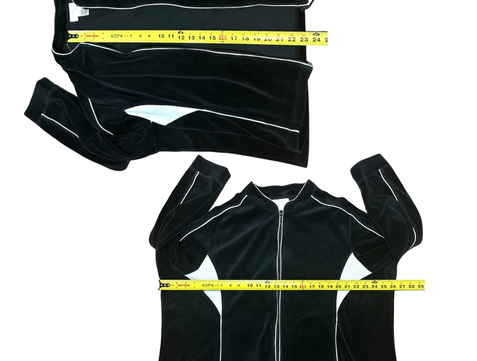 Studio Works Woman Black Soft Velour Jacket White Trip Zip Front Size 2X - Изображение 4 из 4