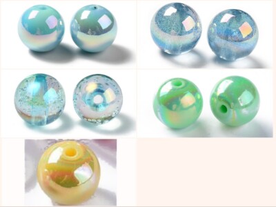 Opaque Acrylic Beads 15St. 16mm AB Color Acryl Perlen UV Plating Transparent