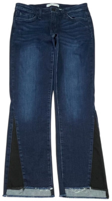 Flying Monkey Jeans Womens (28) Blue Dark Wash Step Hem Cropped Flare Stretch