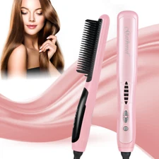 Hair Straightener Brush Straightening Curler Hot Comb Electric Adjustable Heat