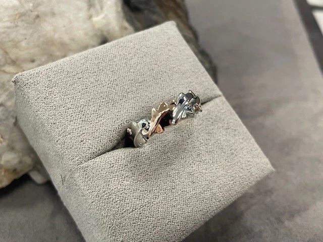 Welsh Silver & 9ct Rose Gold Royal Clogau Oak Ring Size N New Rare Wales 925 - image 4 of 4