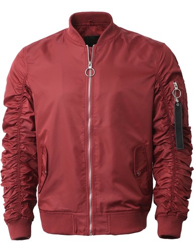 GIACCA BOMBER DA UOMO Windbreaker Zip Up Casual Lishgt Manica Raccolta ARRICCIATA - Foto 9 di 32