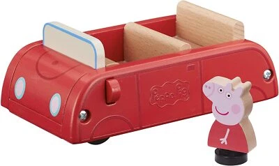 Peppa Wutz Holz Spielzeug rotes Familienauto mit Figur Holzauto Auto Kinder - Bild 1 von 3
