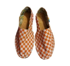 Ubuntu Life Handmade Orange And White Checkerboard Afridrilles Sz 7W  Espadrille