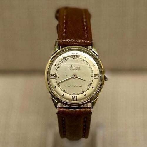 Reloj de pulsera Minerva vintage década de 1940 tono dorado extremadamente raro para hombre - $6K TAR con certificado de autenticidad! - Imagen 1 de 5