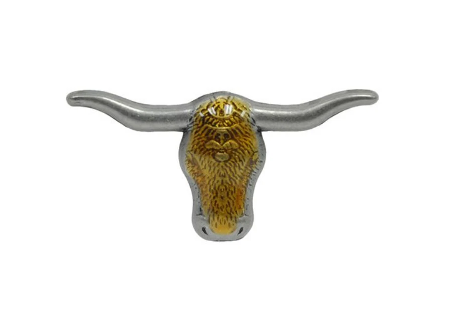 Alfileres de solapa de vaquero cabeza de toro hechos a medida Western vintage motociclista joyería regalo hombres Foto 3 de 4