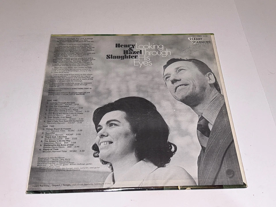 Henry & Hazel Slaughter Looking Through His Eyes Gospel Music Record LP 22S22 - Image 4 of 4