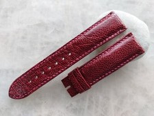 20mm/18mm Genuine Ostrich Leather Padded Watch Strap Band - Burgundy Color