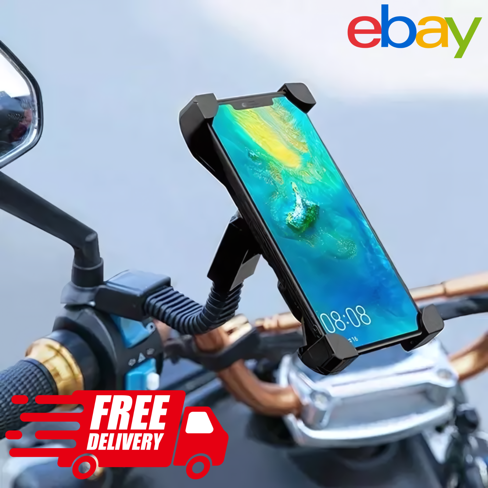 Motorcycle Bike Handlebar Phone Mount Holder Waterproof Case for iPhone Samsung