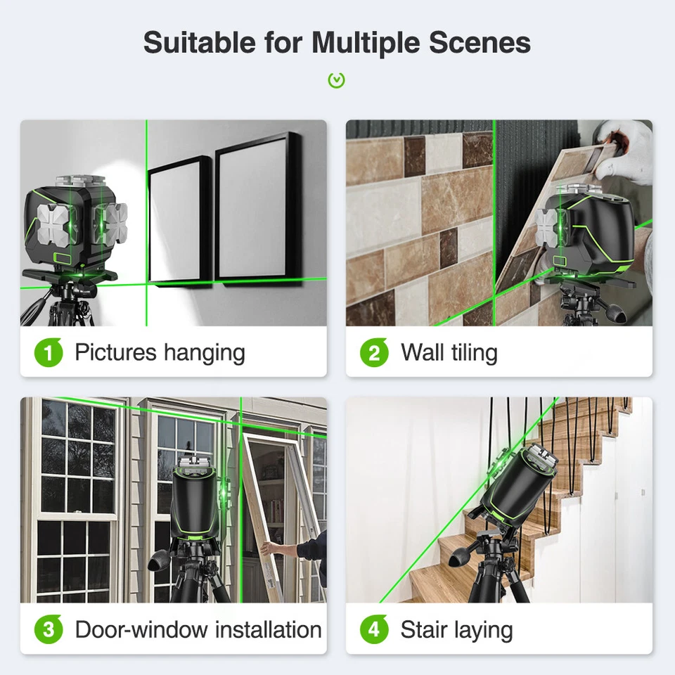 Huepar 12 Lines 3D Cross Line LCD Display Bluetooth &Remote Control Laser Level  - Image 4 of 4