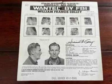 CALIFORNIA MINUTEMEN FOUNDER, ZODIAC KILLER, WILLIAM COLLEY FBI WANTED POSTER