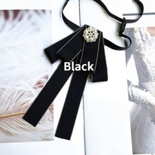 Women Adjustable Bow Tie Necktie Faux Pearl Business Professional Elegant Decor