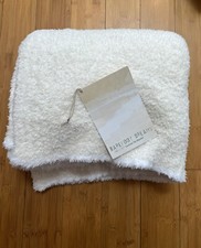 Barefoot Dreams CozyChic Cream Heather Block Stripe White Blanket 45" x 60"