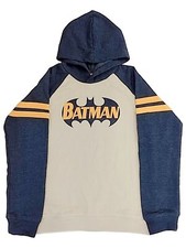 Boys Cream  Blue Batman Logo Hoodie Sweatshirt Superhero Sweater Pullover