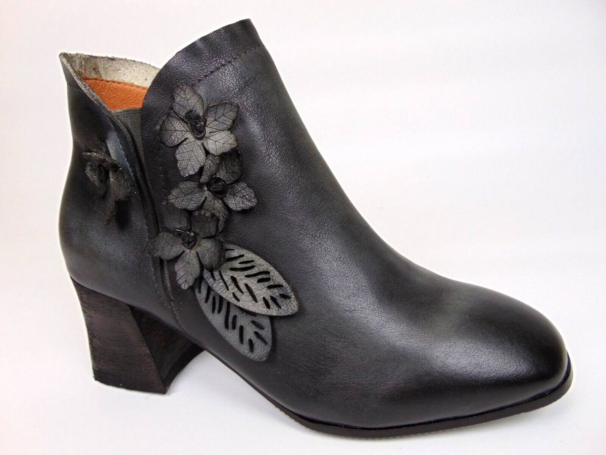 Baskets L'Artiste By Spring Step Femme – Cuir Or Paillettes – Motif Floral – Taille 37/8.5 – Neuves Sans Boîte
