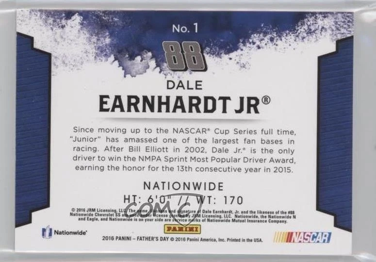 2016 Father's Day Manufactured Cracked Ice /25 Dale Earnhardt Jr #1 Patch HOF - Image 2 of 2