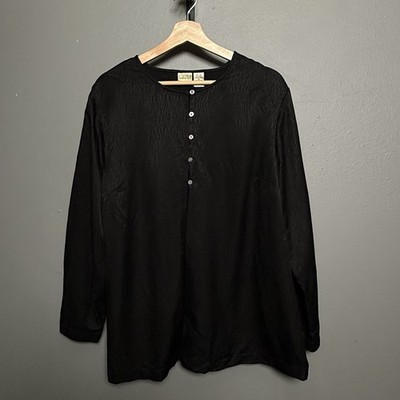Linden Hill Top Womens XL Silk Top Jacket Half Button up Tunic Modern Lagenlook