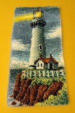 Vintage Latch Hook  Rug Lighthouse  Wall Hang...