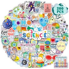 200 PCS Science Stickers Pack Educational Chemistry Biology Physics Colorful