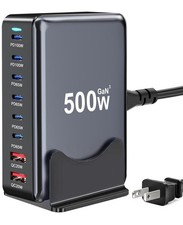 500W USB C Charger Block, Multi-port Fast USB Charging Station Dual PD 100W G...