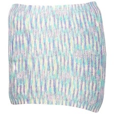 Vintage 1970s Hand Knit Baby Blanket Pastel Stripe 32x34