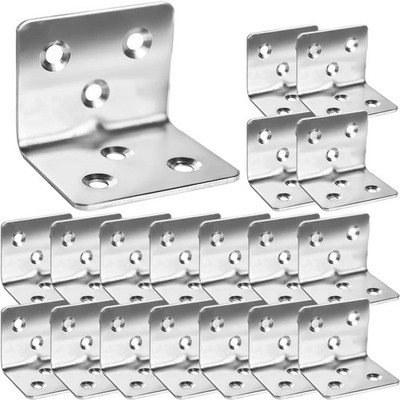 80Pcs Stainless Steel Angle Bracket 1.2  x 1.2  x 1.5  Wide Small Corner Brace