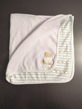 Carters Teddy Bear Baby Blanket JOY is Pocket Full of Love Full Tummy Striped