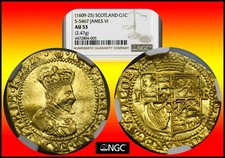 Scotland 1600s Scottish Gold Crown James VI S-5467 NGC AU 53 No Auction Record