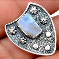 Rainbow Moonstone Rough - India 925 Sterling Silver Pendant Jewelry P-1477