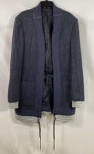 Vintage 80s Christian Dior Men's Le Connaisseur Blue Virgin Wool Pinstripe Coat